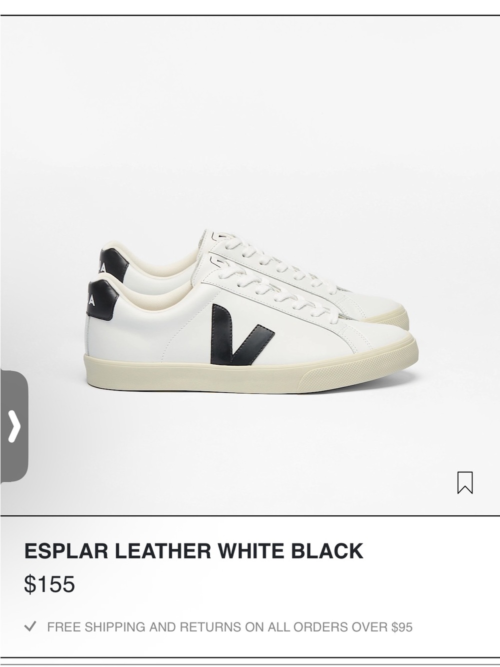 Veja Esplar Leather Sneaker - White with Black V